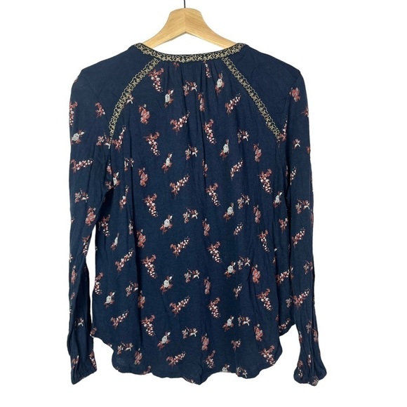Lucky Brand Ditsy Peasant Navy Blue Floral Long Sleeve S - Picture 3 of 5